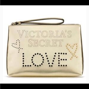 Victoria's Secret Gold Cosmetic Bag with Perforated Design